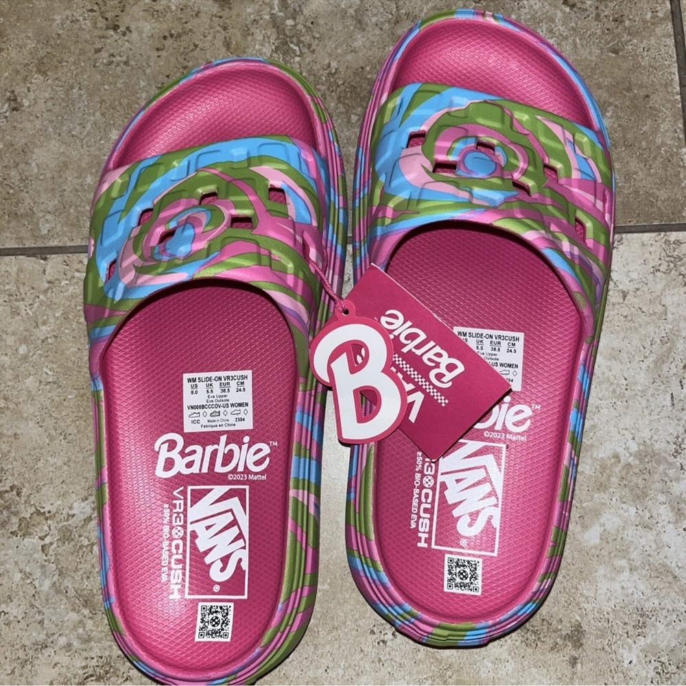 Vans  Slide Sandals - Pink, Green, and Blue